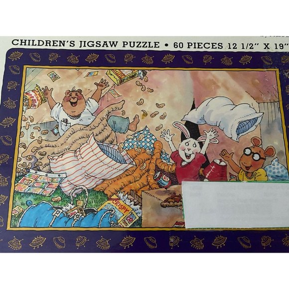 96' Arthur's First Sleepover Children's 60 Piece Jigsaw Puzzle by Marc Brown Vtg - Picture 1 of 16